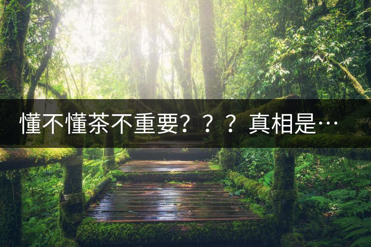 懂不懂茶不重要？？？真相是……