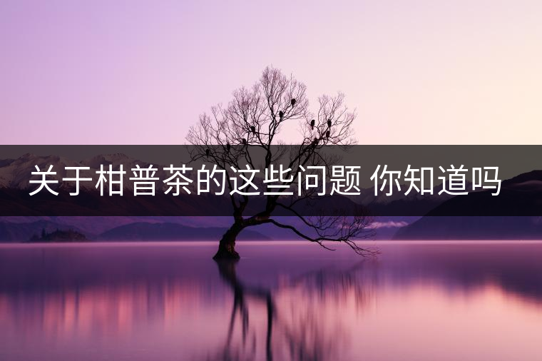 關(guān)于柑普茶的這些問(wèn)題 你知道嗎？（值得收藏）