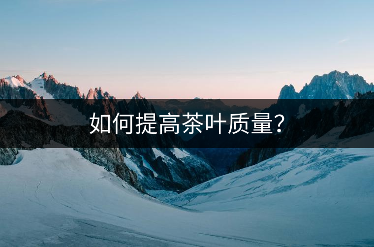 如何提高茶葉質(zhì)量？