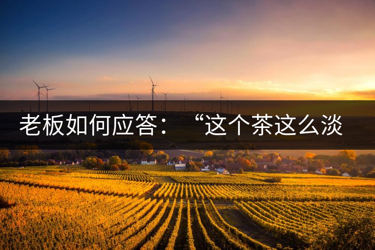 老板如何應(yīng)答：“這個茶這么淡，為什么值這個錢？”