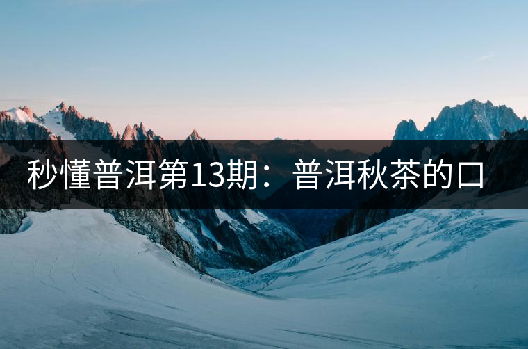 秒懂普洱第13期：普洱秋茶的口感特點(diǎn)？