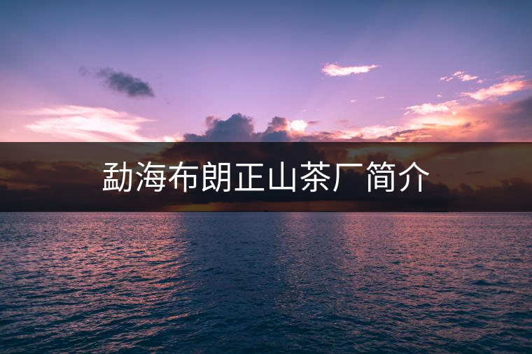 勐海布朗正山茶廠(chǎng)簡(jiǎn)介