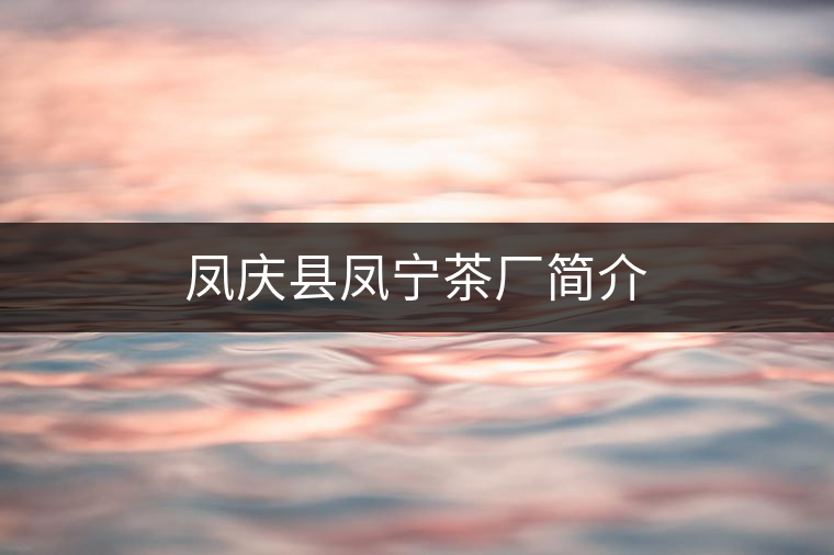 鳳慶縣鳳寧茶廠簡(jiǎn)介 鳳慶縣鳳寧茶廠簡(jiǎn)介