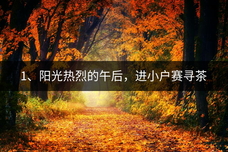 1、陽(yáng)光熱烈的午后，進(jìn)小戶(hù)賽尋茶